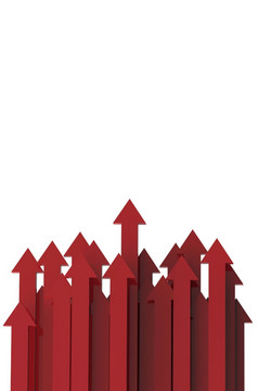 红色的箭头日益增长的业务背景概念呈现