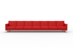 极长红色的沙发孤立的白色背景呈现