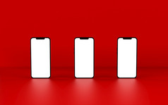 移动电话模板模型孤立的红色的背景插图
