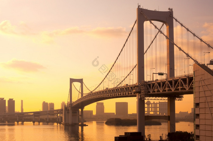 彩虹桥和天际线台场东京关东地区本州日本图片