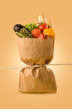 食品杂货袋代表的概念带收紧