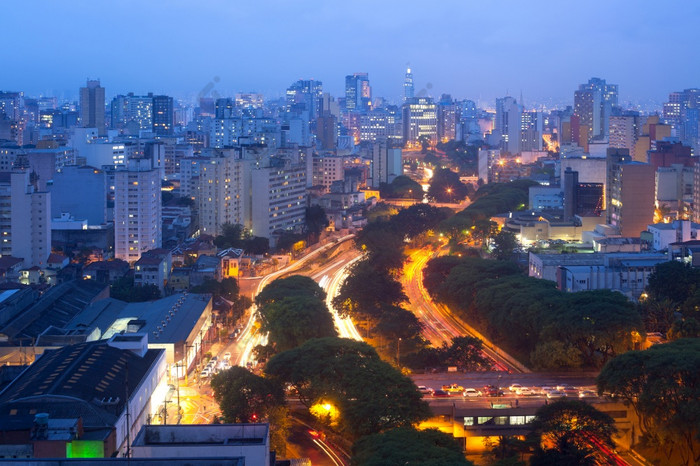 视图市中心天际线和大道5月为什么paulo巴西