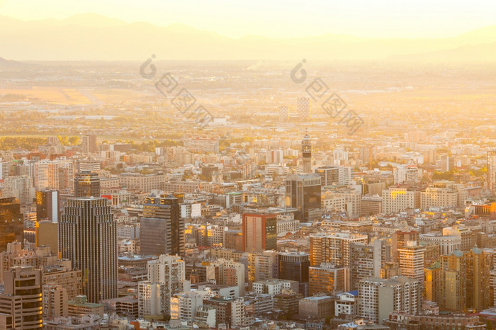 升高视图市中心圣地亚哥智利