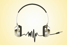 呈现专业耳机与音频电缆形成声音波