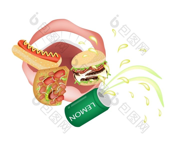 不健康的吃插图人吃很多不健康的快食物和垃