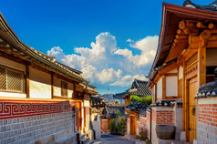 北村韩屋村传统的朝鲜文风格体系结构首尔韩国