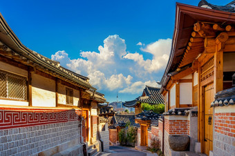 北村韩屋村传统的朝鲜文风格体系结构首尔韩国