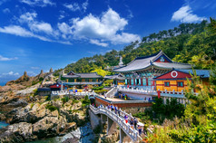 haedongyonggungsa寺庙和海云台海釜山佛教寺庙釜山南韩国