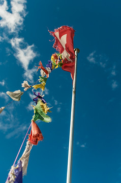 藏文和瑞士在一起旗帜股票图像