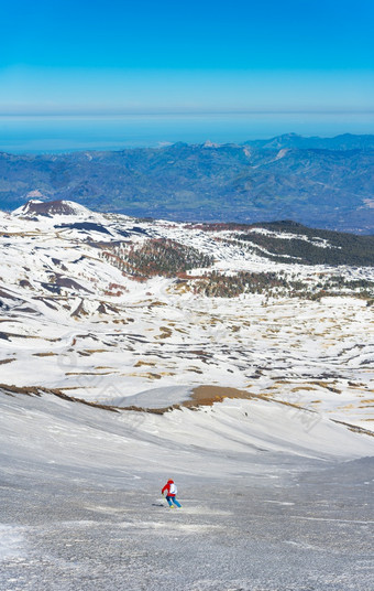 滑雪的埃特纳火山火山西西里意大利