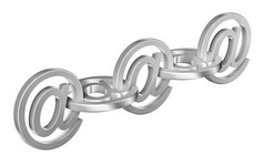 电子邮件标志金属链连接概念