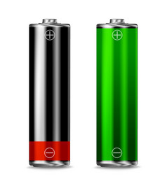 低电池和完整的电池负责权力水平符号