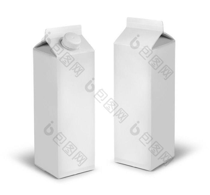 空白牛奶汁纸箱罐假孤立的白色空白牛奶汁纸箱罐