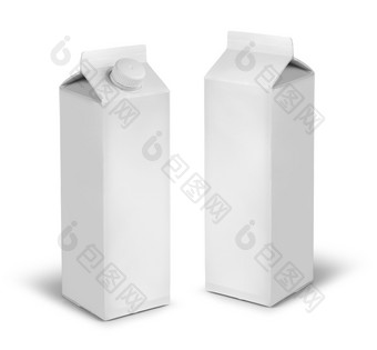 空白牛奶汁纸箱罐假孤立的白色空白牛奶汁纸箱罐