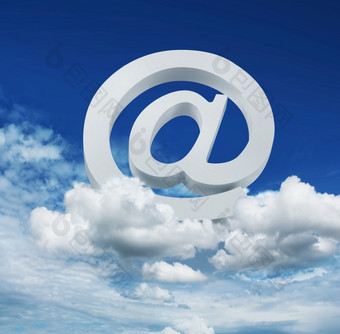 互联网云服务概念电子邮件象征蓝色的天空背景云互联网电子邮件服务概念