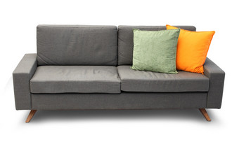舒适的沙发上孤立的与颜色沙发枕头舒适的沙发上与枕头