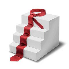 红色的领带形式步骤成功孤立的白色步骤成功