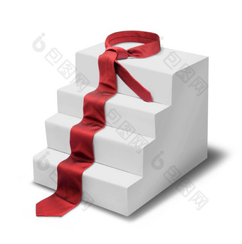 红色的领带形式<strong>步骤</strong>成功孤立的白色<strong>步骤</strong>成功
