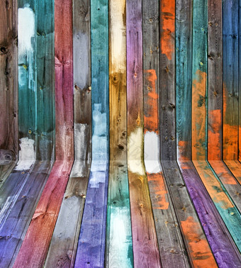 饱经风霜的老木地板上和墙颜色面板的角度来看颜色木面板的角度来看