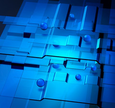 tranparent蓝色的水平和球体纳米技术概念纳米技术概念