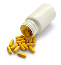 空白医学能开放与黄色的药物荚膜空白医学能开放