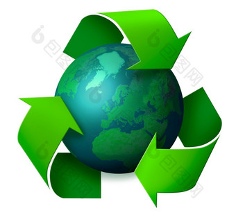 回收概念象征箭头周围绿色地球地球地球回收概念