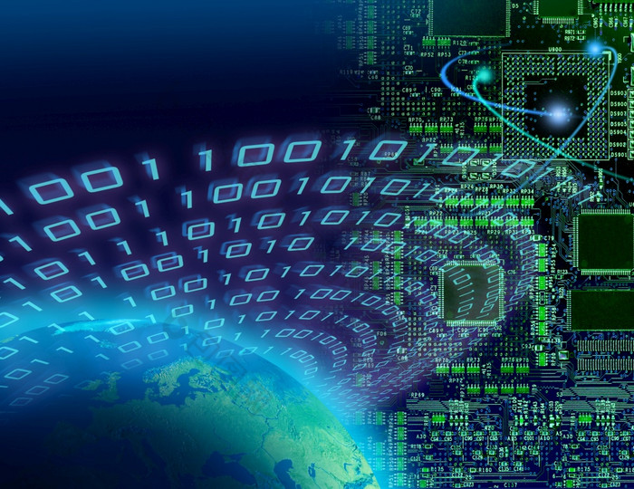二进制数据周围全球电路董事会背景全球数字技术概念全球数字技术概念