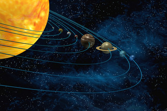太阳能系统插图太阳和行星星空背景
