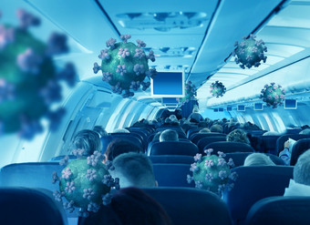 机载病毒与乘客旅行飞机小屋室内经济类乘客飞机小屋室内