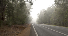 视图国家路在多雾的早....西方澳大利亚