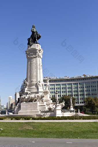 纪念碑的侯爵的的‧谁重建的老小镇里斯本后的地震里斯本葡萄牙