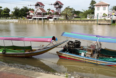 视图长尾巴船类型船舶本地的东南亚洲哪一个使用常见的汽车引擎的潮phraya河泰国
