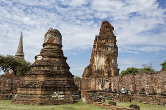 细节什么Mahathat寺庙的伟大的遗迹佛教寺庙大城府中央泰国