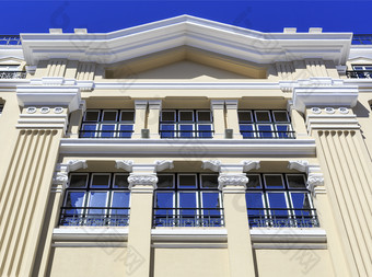 美丽的新古典主义体系结构风格的外观建筑奥古斯塔街历史中心里斯本葡萄牙里斯本建筑新古典主义风格