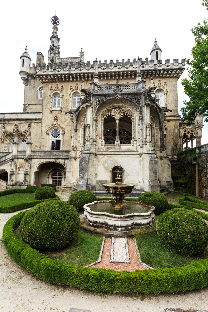 细节的宫酒店布萨科和法国花园奢侈品酒店建晚些时候世纪neo-manueline建筑风格位于附近科英布拉中央葡萄牙