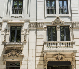 细节的新古典主义建筑元素外观建筑市中心里斯本葡萄牙
