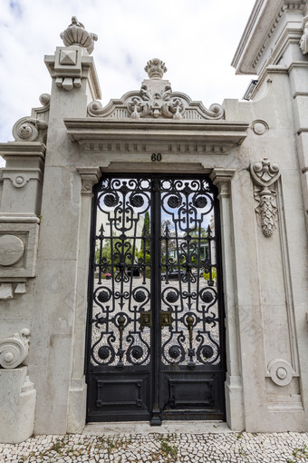 细节的门的花园的华丽的新古典主义换句话说弗洛尔宫建早期世纪里斯本葡萄牙