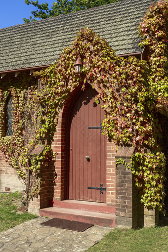 细节的<strong>门户</strong>网站的戈斯特威克教堂已知的所有圣人英国国教的教堂建新哥特式的风格附近uralla新南威尔士州澳大利亚
