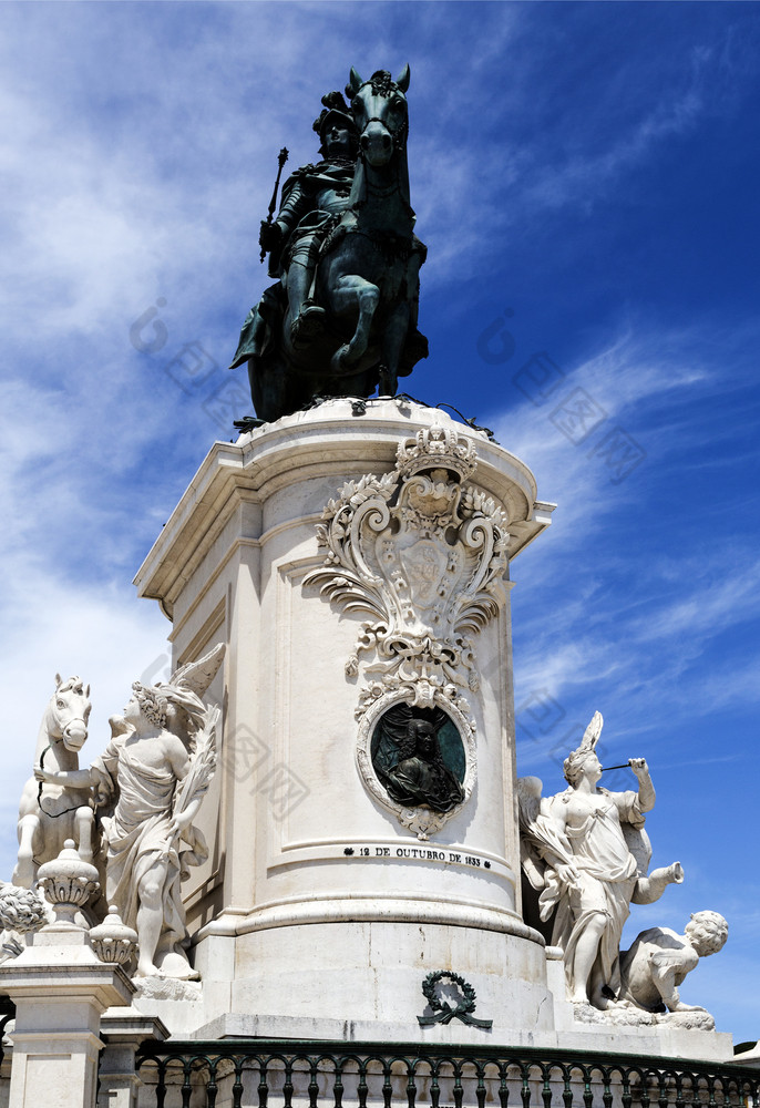 华丽的青铜雕像王约瑟夫葡萄牙前不朽的基座上的中心的实施工作贸易里斯本葡萄牙