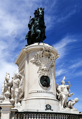 华丽的青铜雕像王约瑟夫葡萄牙前不朽的基座上的中心的<strong>实施</strong>工作贸易里斯本葡萄牙