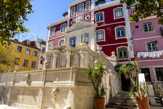 巴洛克式的喷泉建后的伟大的地震里斯本葡萄牙