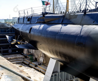 细节对的无潜艇<strong>梭鱼</strong>斯特恩建今天展览的干码头海上博物馆cacilhas阿尔马达葡萄牙