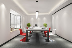呈现业务会议房间高上升办公室建筑与色彩斑斓的装饰furnture