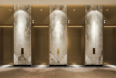 呈现现代钢电梯电梯游说团体业务酒店与奢侈品设计附近走廊