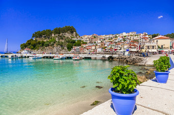 可爱美丽的<strong>小镇</strong>帕尔加完美的度假爱奥尼亚海岸希腊受欢迎的旅游吸引力和夏天假期epirus希腊最好的的地方爱奥尼亚海岸帕尔加<strong>小镇</strong>