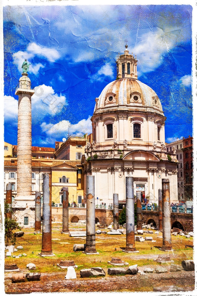 罗马论坛古老的罗马废墟图拉真的市场意大利
