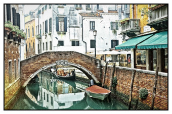 浪漫的威尼斯运河老狭窄的街道威尼斯贡多拉和桥梁复古的<strong>风格图片</strong>意大利