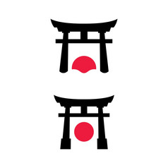 日本鸟居门插图简单的鸟居门标志标志设计向量