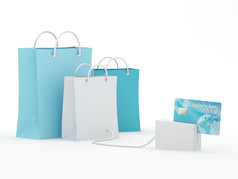 孤立的购物袋与蓝色的信贷卡RenderNote所有设备设计而且屏幕接口图形这图片是设计的贡献者他自我