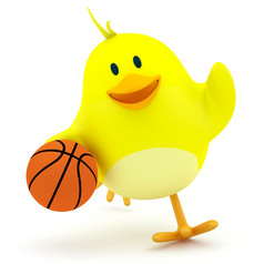 小篮球球员小鸡白色渲染